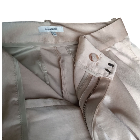 Madewell Satin High Rise Straight Cargo Trousers NWOT in Light Sand Beige 12 - Picture 8 of 9